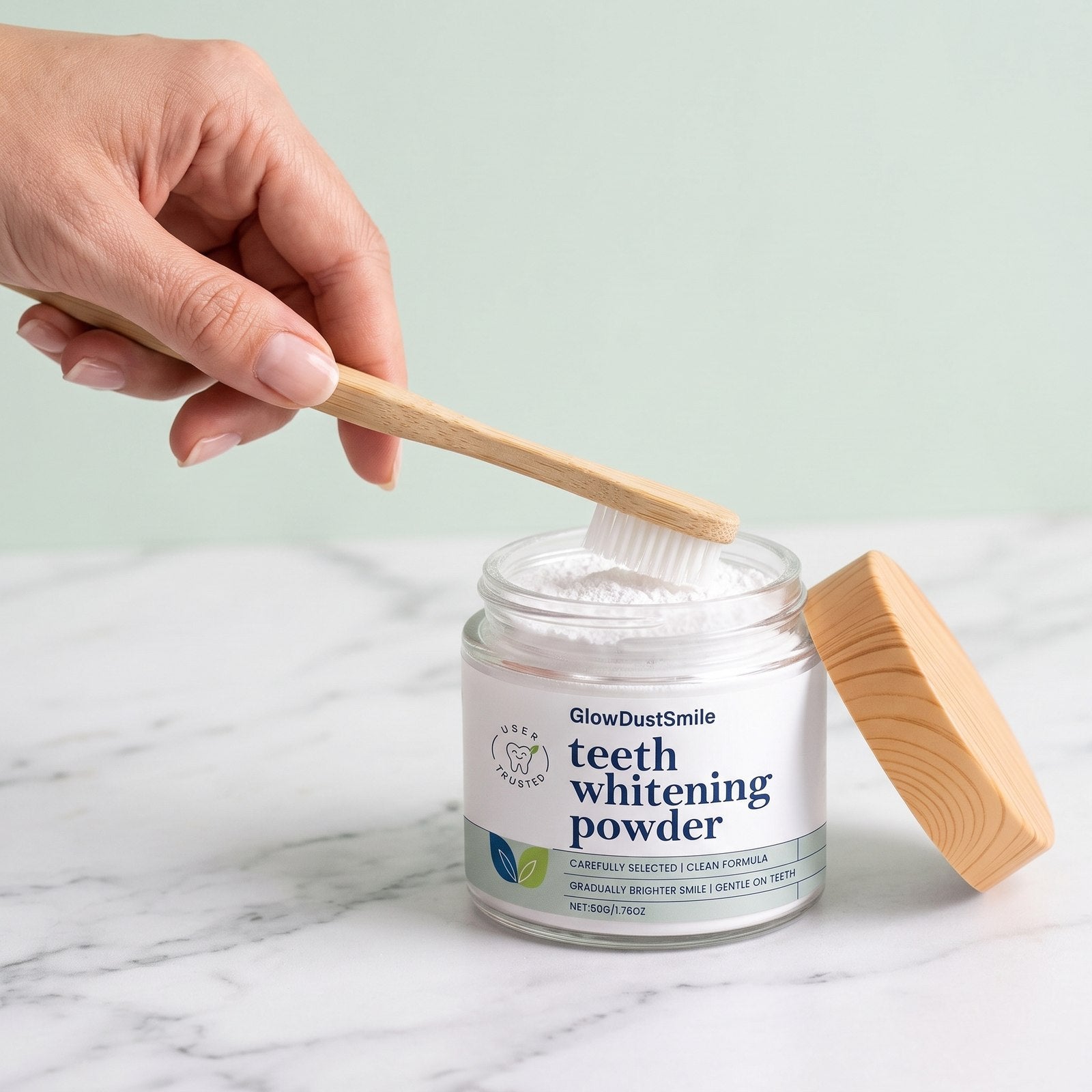 Dip the brush into the powder
